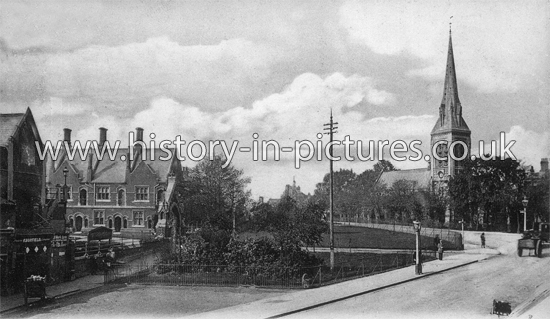 St Michaels Church and Printers Almshouses, Wood Green, London. c.1904